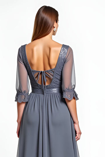 Steel Grey A Line Corset Mother Of The Bride Dress